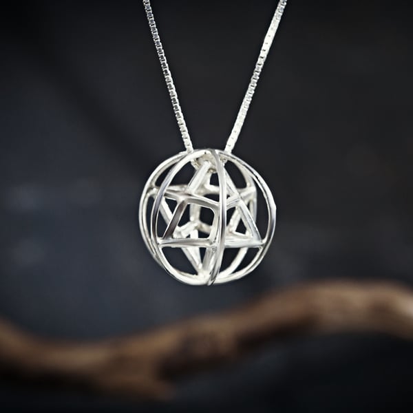 Merkaba With Prana Sphere Silver Medium