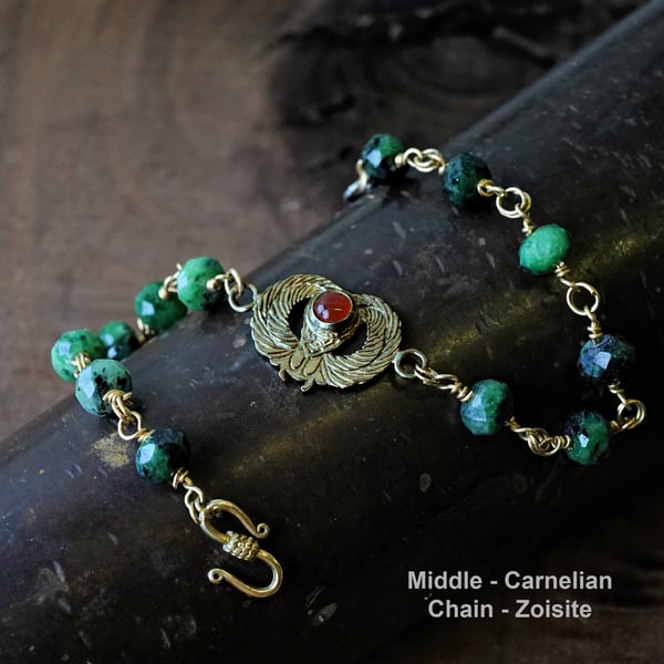 Handwoven Winged Scarab Bracelet Gold