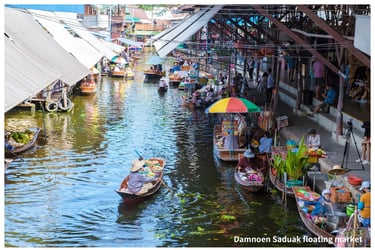 Damnoen Saduak Floating Market and Elephant Camp Day Tour