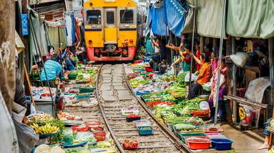 Railway Train market and Damnoen Saduak Floating Market Day Tour - Thai Pass