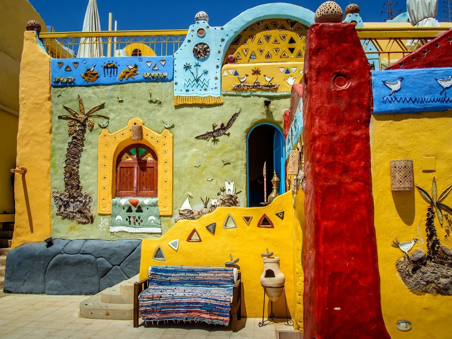 Colorful Houses In The Nubian Village Aswan