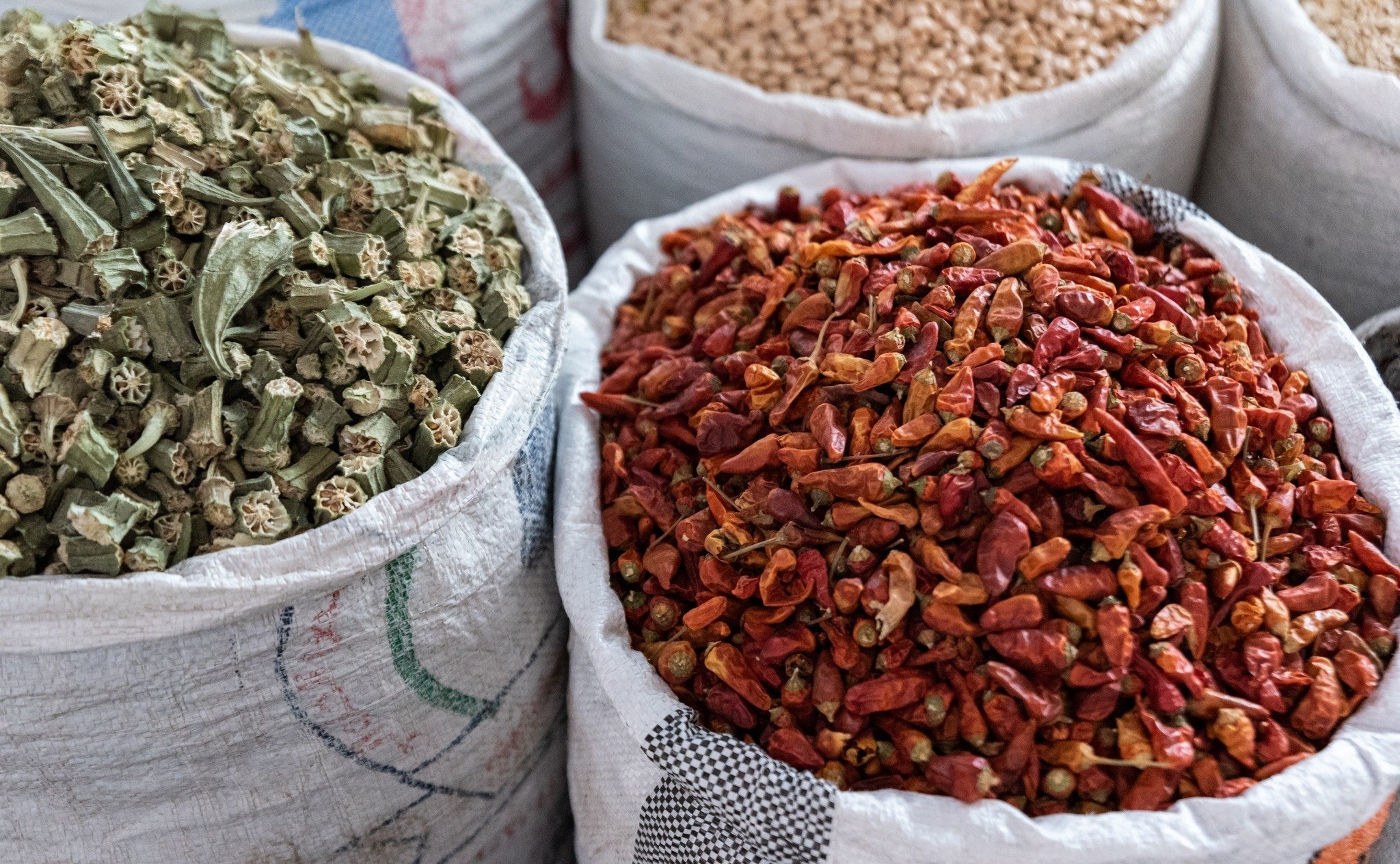 Dried Okra Pepper Hurghada Market Egypt