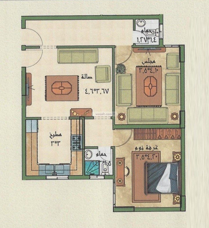 Apartment 79 SQM with 2 Bedrooms Al Aziziyah, Makkah