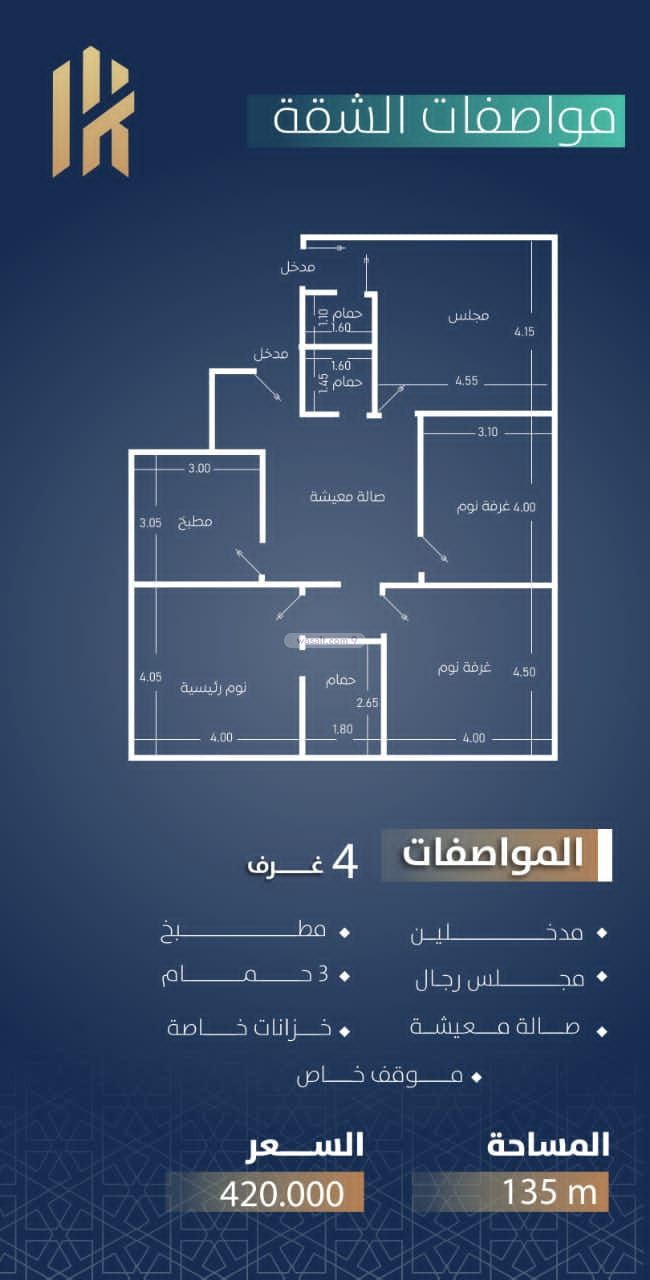 Apartment 140 SQM with 4 Bedrooms An Nuzhah, North Jeddah, Jeddah