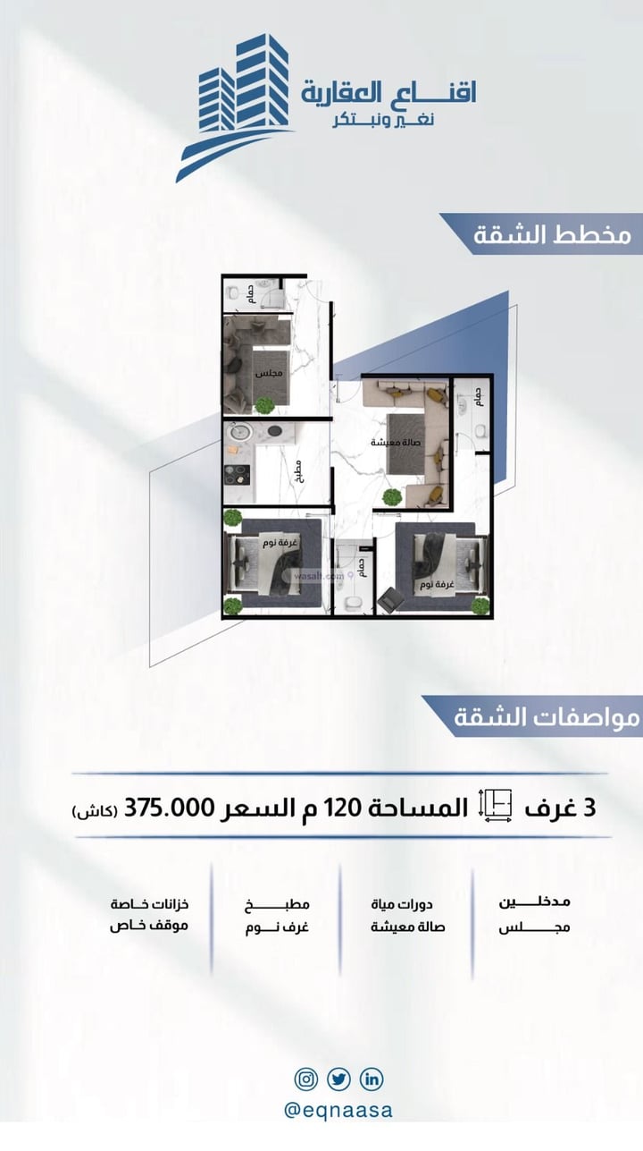 Apartment 120 SQM with 3 Bedrooms Al Fayha, South Jeddah, Jeddah