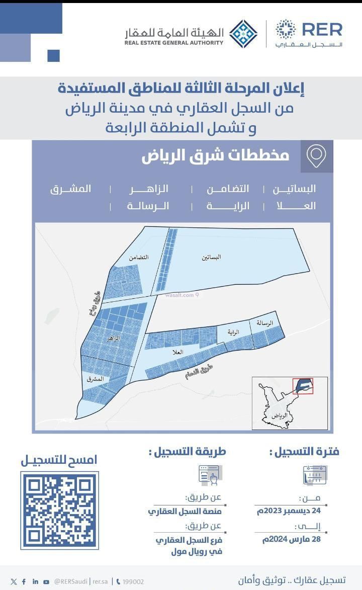 Land 432 SQM Facing North East on 15m Width Street Al Zaher, East Riyadh, Riyadh
