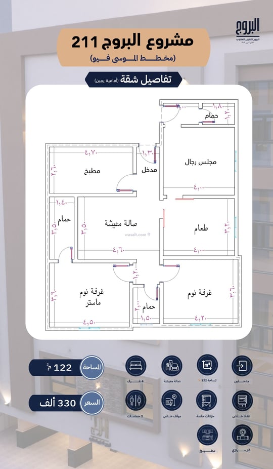 شقة 122 متر مربع ب 4 غرف الرياض، شمال جدة، جدة