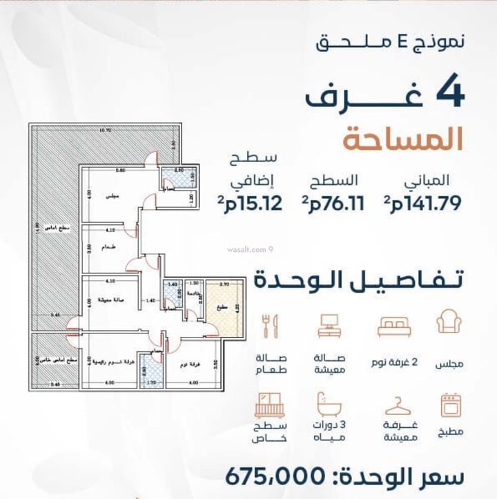 شقة 203.16 متر مربع ب 5 غرف الريان، شرق جدة، جدة