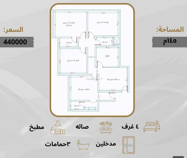 شقة 146 متر مربع ب 4 غرف المروة، شمال جدة، جدة