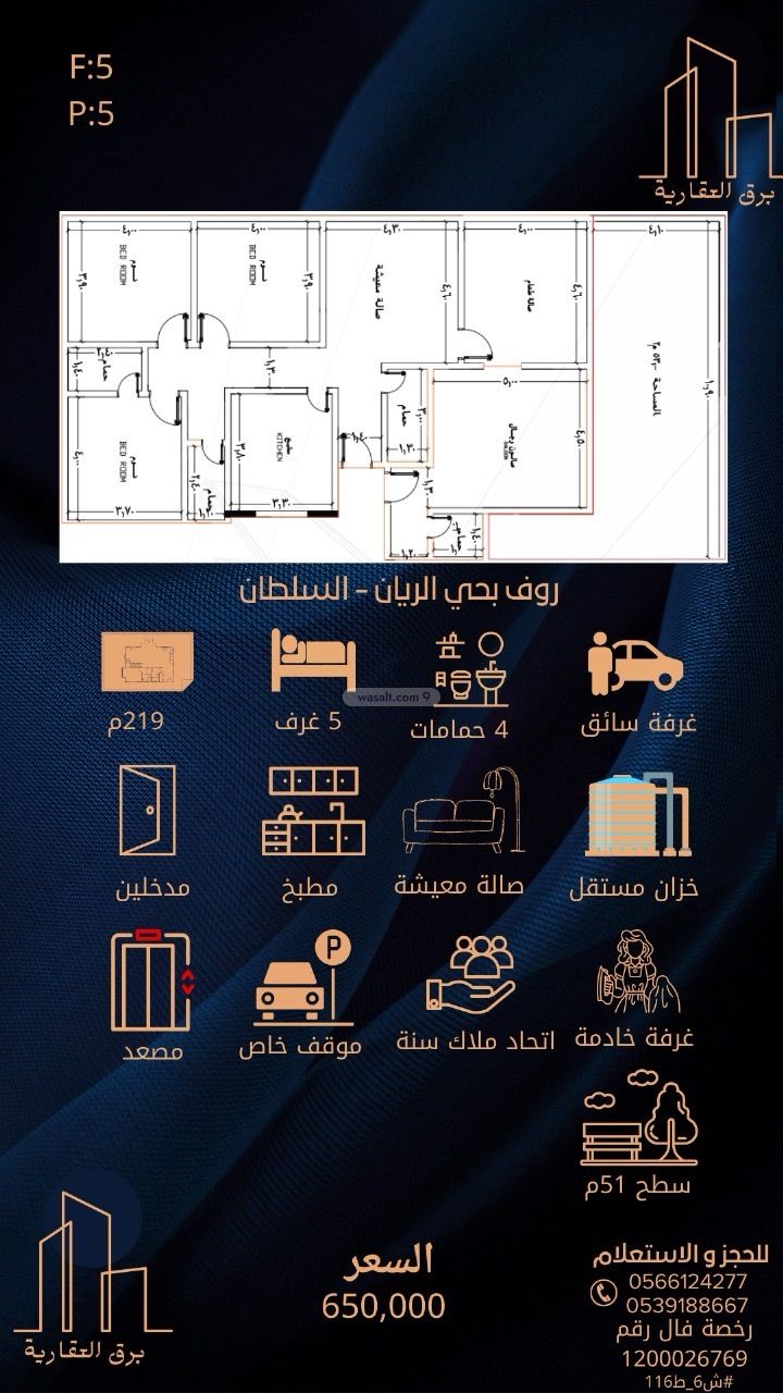 Building 140 SQM with 5 Floors Facing North Ar Rayaan, East Jeddah, Jeddah