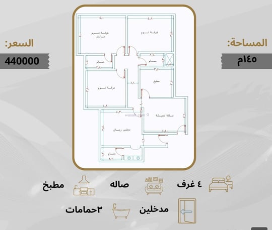 شقة 166 متر مربع ب 5 غرف المروة، شمال جدة، جدة