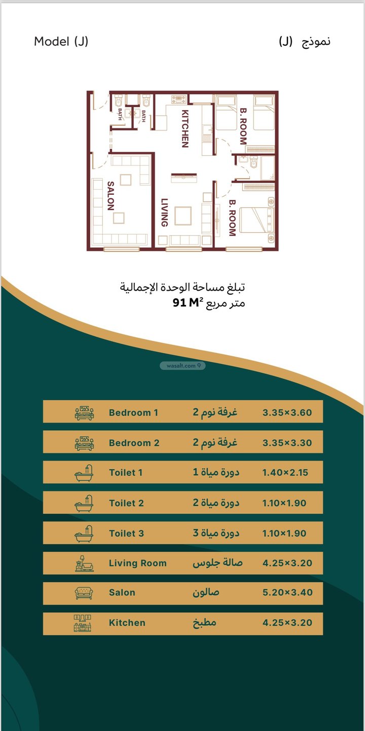 Apartment 1625 SQM with 2 Bedrooms As Safa, North Jeddah, Jeddah