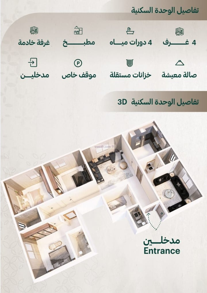 Apartment 145 SQM with 4 Bedrooms Al Nakhil, East Jeddah, Jeddah