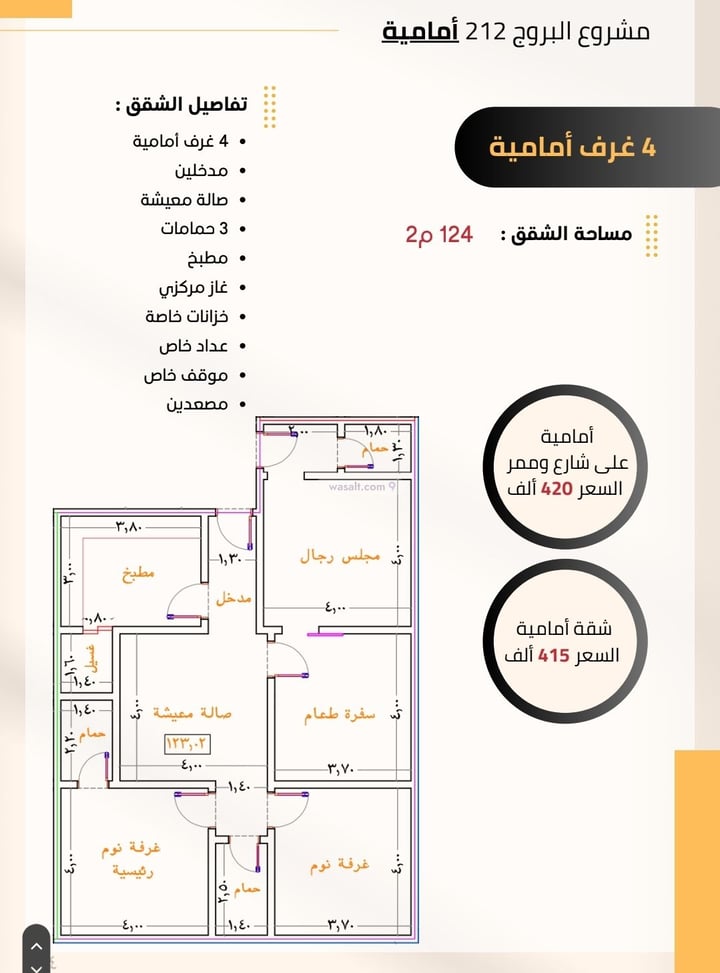 Apartment 125 SQM with 4 Bedrooms As Swaryee, North Jeddah, Jeddah