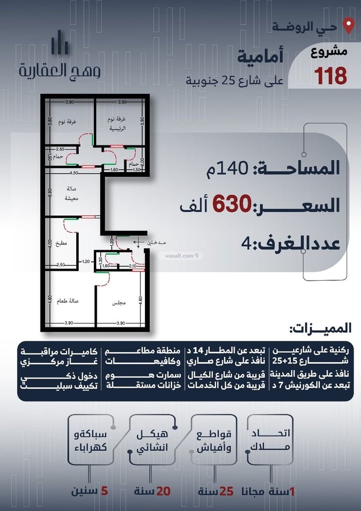 Apartment 120 SQM with 4 Bedrooms Ar Rawdah, North Jeddah, Jeddah