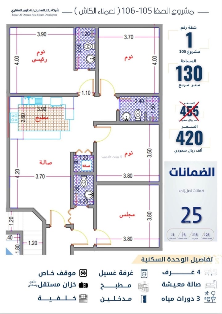 Apartment 128 SQM with 4 Bedrooms As Safa, North Jeddah, Jeddah