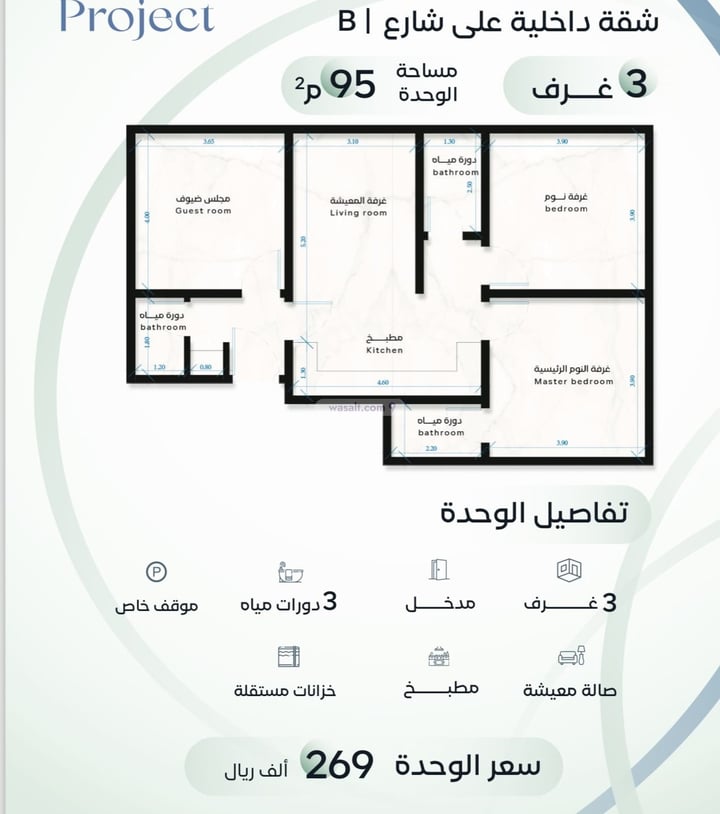 Apartment 95 SQM with 3 Bedrooms Ar Rayaan, East Jeddah, Jeddah