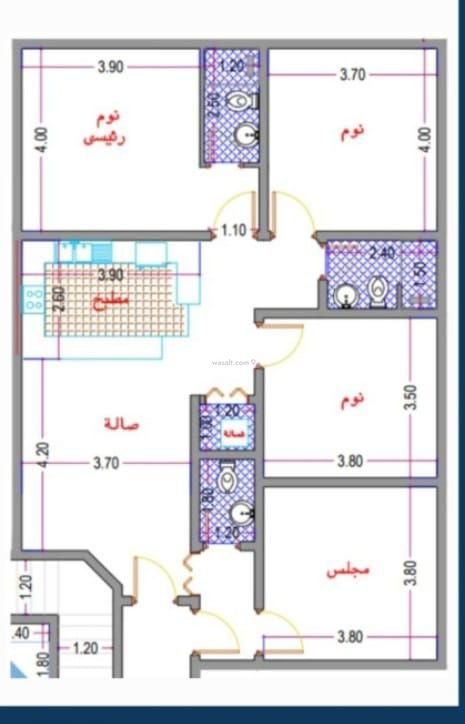 شقة 128.73 متر مربع ب 4 غرف الصفا، شمال جدة، جدة