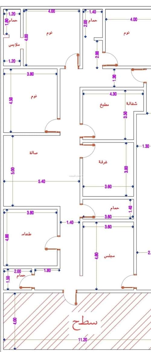 شقة 1242.8 متر مربع ب 4 غرف الواحة، شرق جدة، جدة