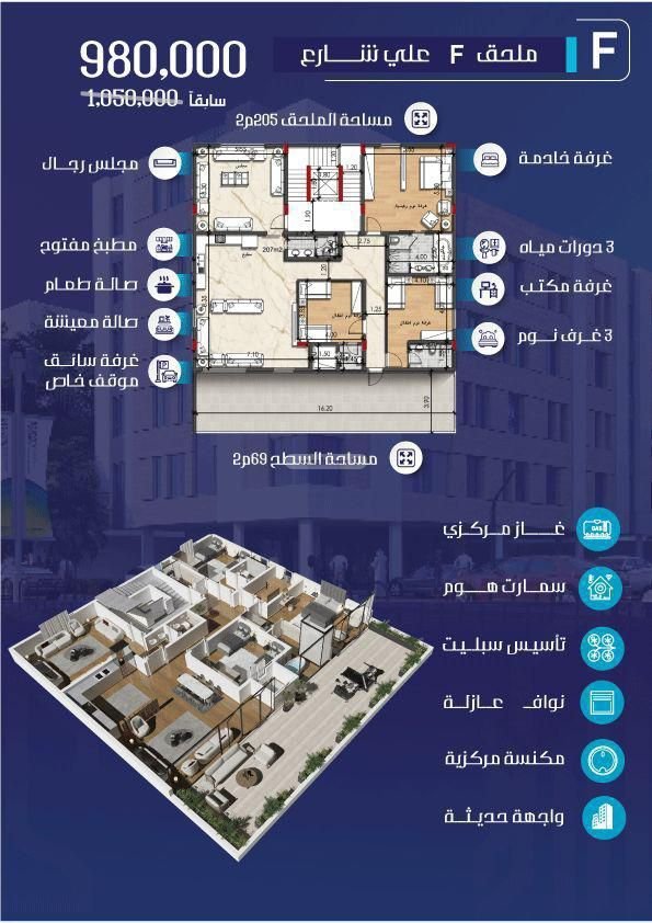 شقة 718.72 متر مربع ب 4 غرف النعيم، شمال جدة، جدة