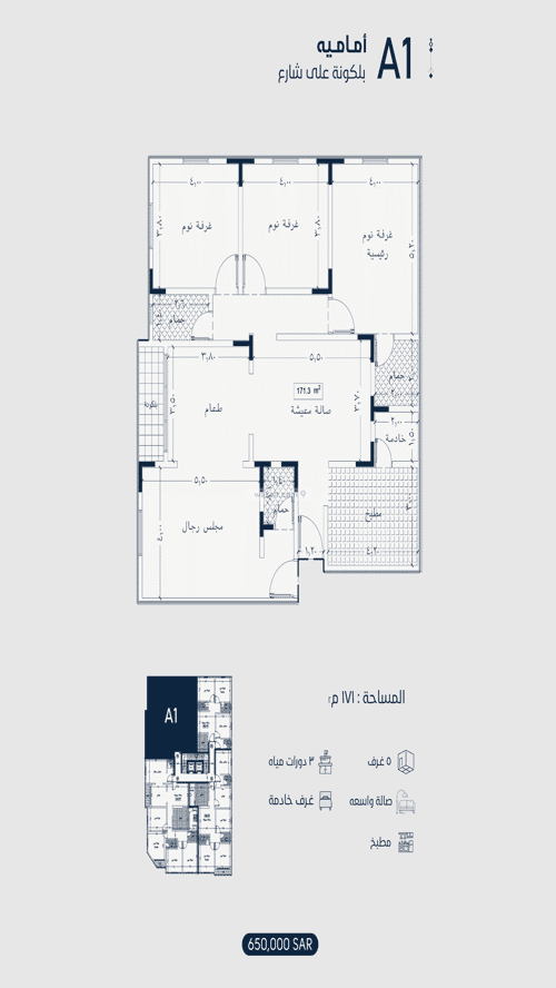 Apartment 167.38 SQM with 5 Bedrooms Al Fayha, South Jeddah, Jeddah