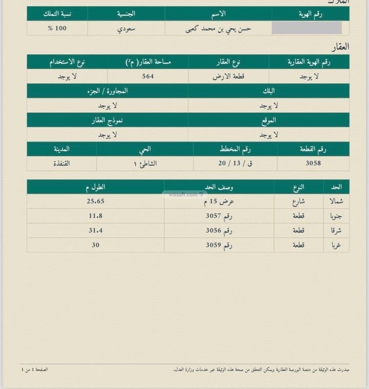 أرض 514 متر مربع شمالية على شارع 20م الشاطئ 2، القنفذه