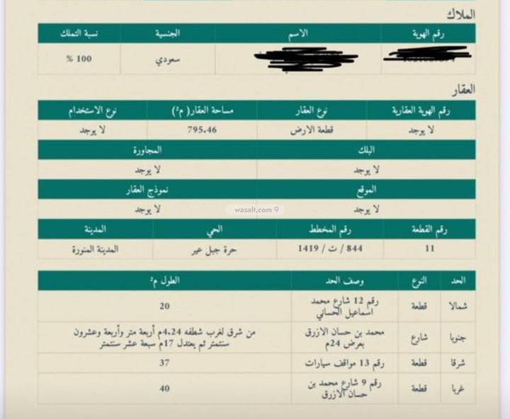 أرض 795.46 متر مربع جنوبية على شارع 24م السكب، المدينة المنورة