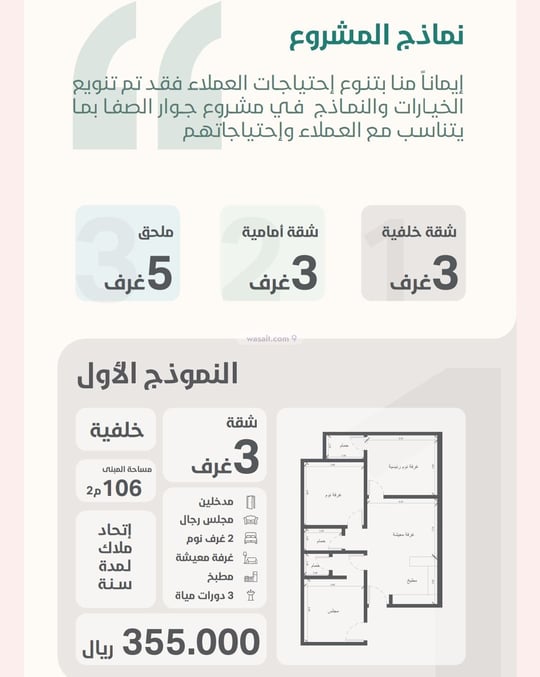 شقة 400 متر مربع ب 3 غرف الصفا، شمال جدة، جدة