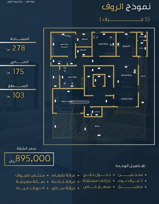 شقة 460 متر مربع ب 5 غرف العزيزية، شمال جدة، جدة