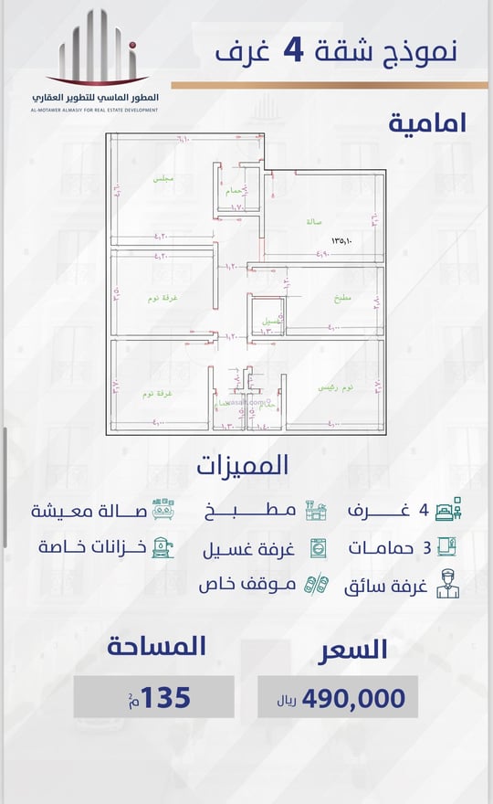 Apartment 782 SQM with 4 Bedrooms As Sulaymaniyah, South Jeddah, Jeddah