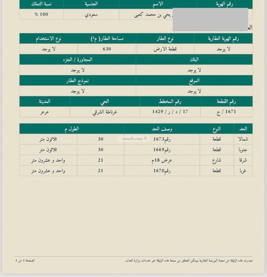 Land 630 SQM Facing East on 10m Width Street Eastern Ghirnatah, Arar