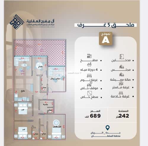 شقة 775 متر مربع ب 5 غرف النزهة، شمال جدة، جدة