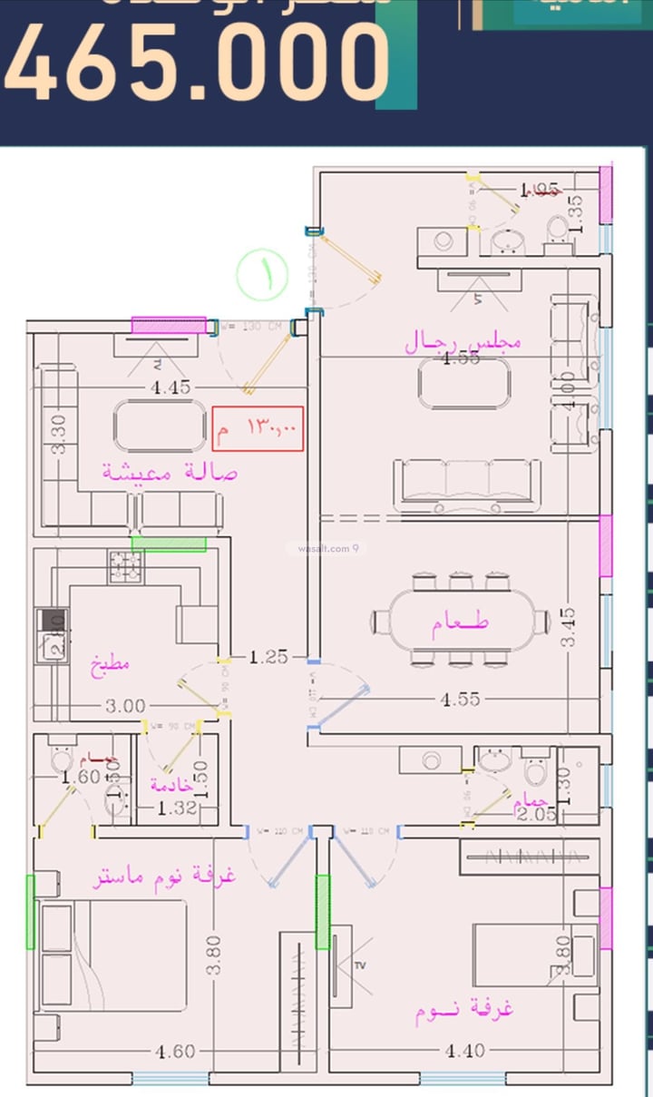 Apartment 525 SQM with 4 Bedrooms Al Bawadi, North Jeddah, Jeddah