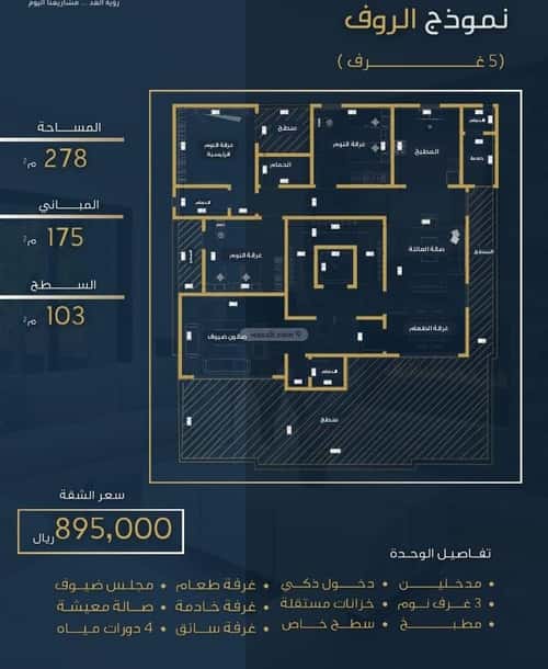 شقة 460 متر مربع ب 4 غرف العزيزية، شمال جدة، جدة