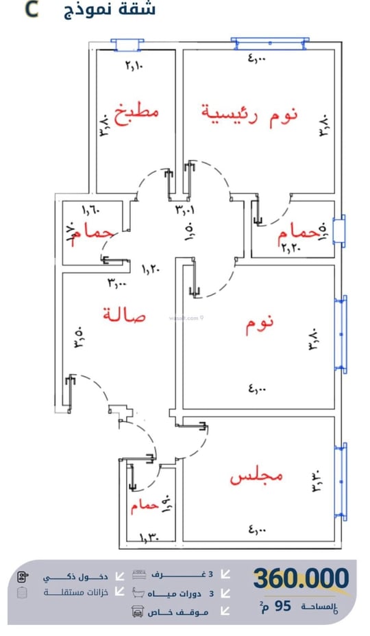 Apartment 2229.74 SQM with 3 Bedrooms Al Wahah, East Jeddah, Jeddah