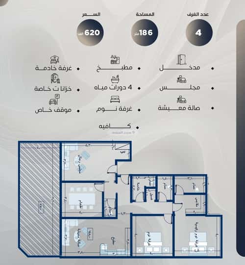 Apartment 575 SQM with 2 Bedrooms An Nuzhah, North Jeddah, Jeddah