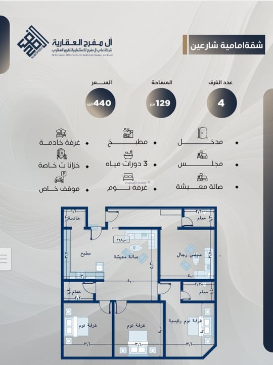 Apartment 575 SQM with 2 Bedrooms An Nuzhah, North Jeddah, Jeddah