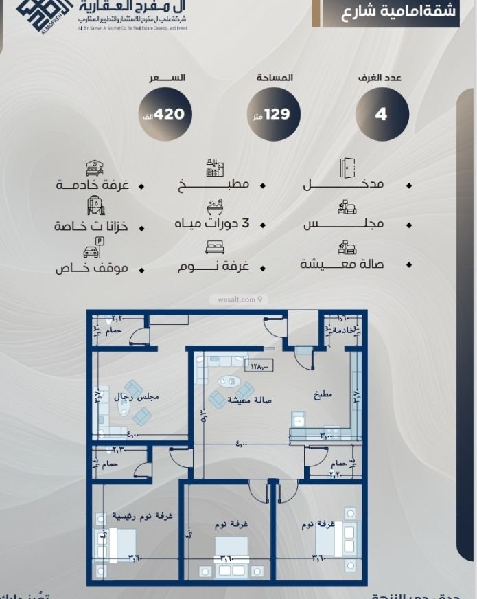 Apartment 575 SQM with 3 Bedrooms An Nuzhah, North Jeddah, Jeddah