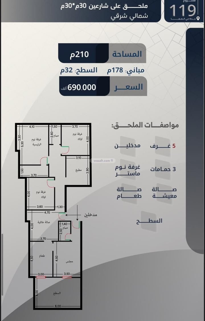 Apartment 726 SQM with 3 Bedrooms As Safa, North Jeddah, Jeddah