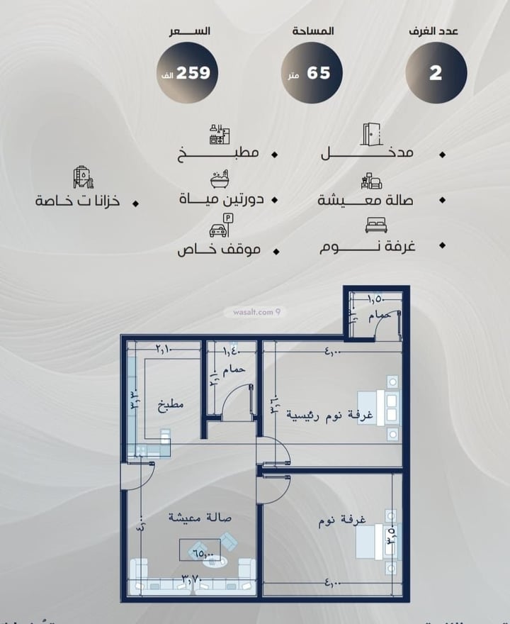 Apartment 575 SQM with 2 Bedrooms An Nuzhah, North Jeddah, Jeddah