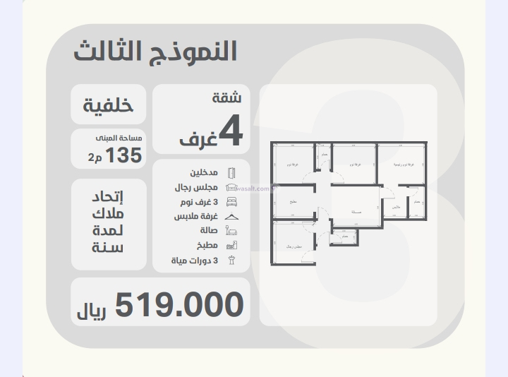 شقة 510 متر مربع ب 4 غرف السلامة، شمال جدة، جدة