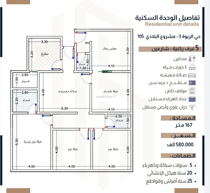 Apartment 865 SQM with 5 Bedrooms Ar Rabwah, North Jeddah, Jeddah