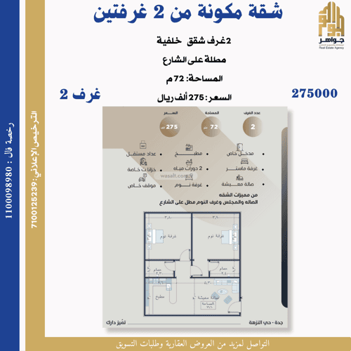 شقة 780 متر مربع ب 3 غرف النزهة، شمال جدة، جدة