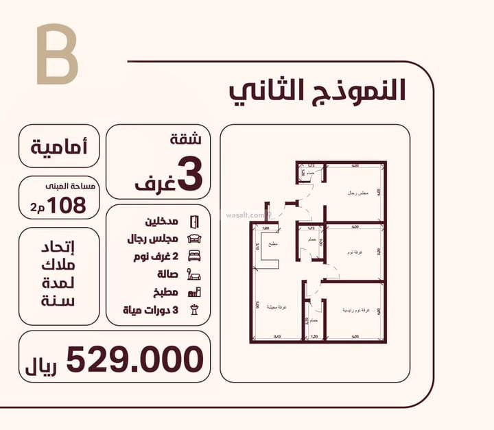 Apartment 582 SQM with 3 Bedrooms Al Hamra, North Jeddah, Jeddah