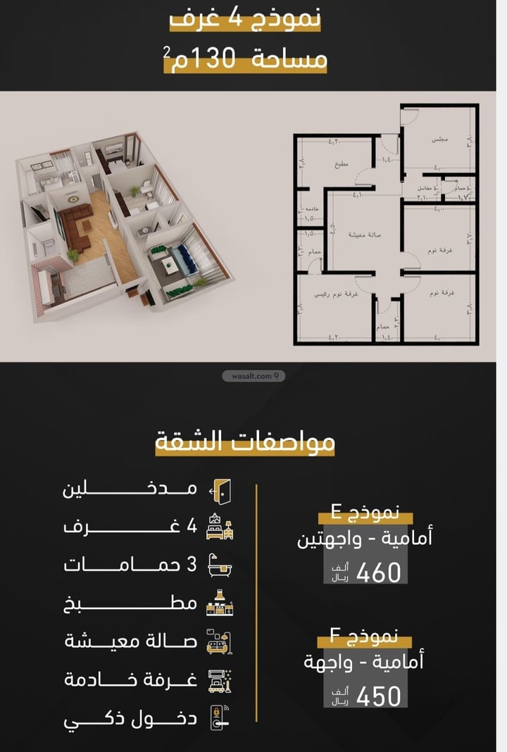 شقة 130.25 متر مربع ب 4 غرف المروة، شمال جدة، جدة