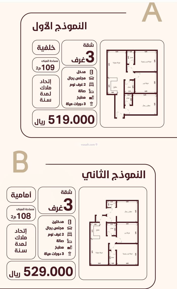 شقة 582.25 متر مربع ب 3 غرف الحمراء، شمال جدة، جدة