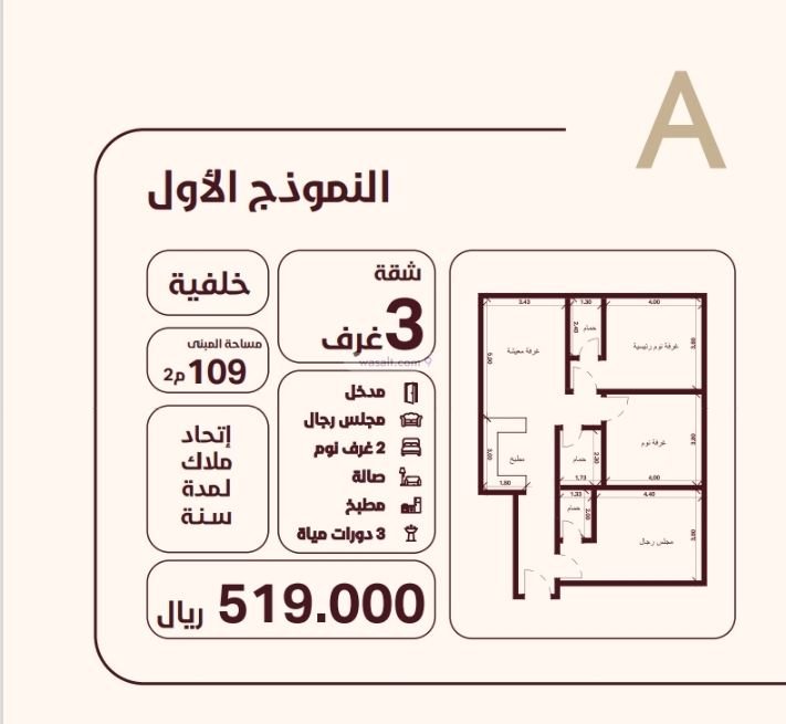 Apartment 582.25 SQM with 3 Bedrooms Al Hamra, North Jeddah, Jeddah