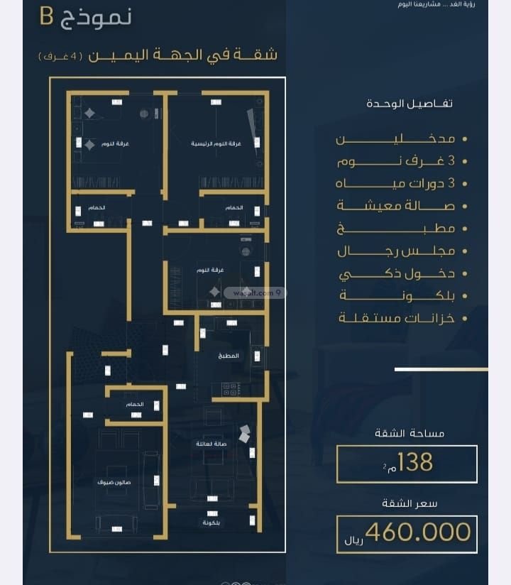 شقة 460 متر مربع ب 5 غرف العزيزية، شمال جدة، جدة