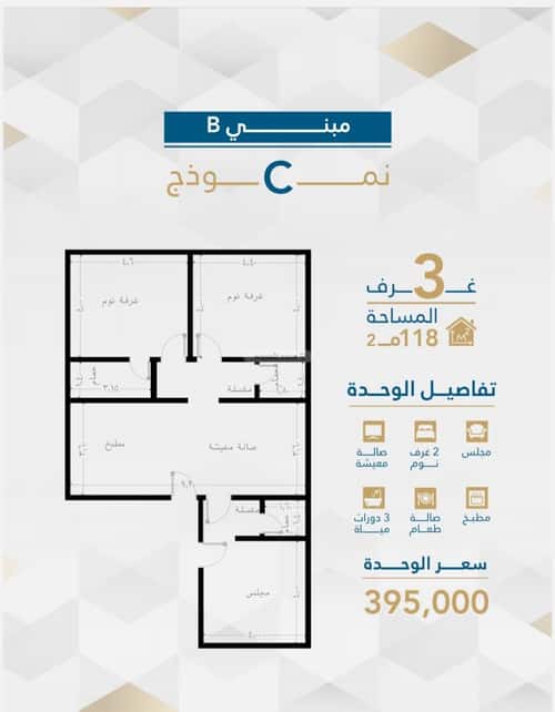 Apartment 2958 SQM with 3 Bedrooms Al Faiha|A, South Jeddah, Jeddah