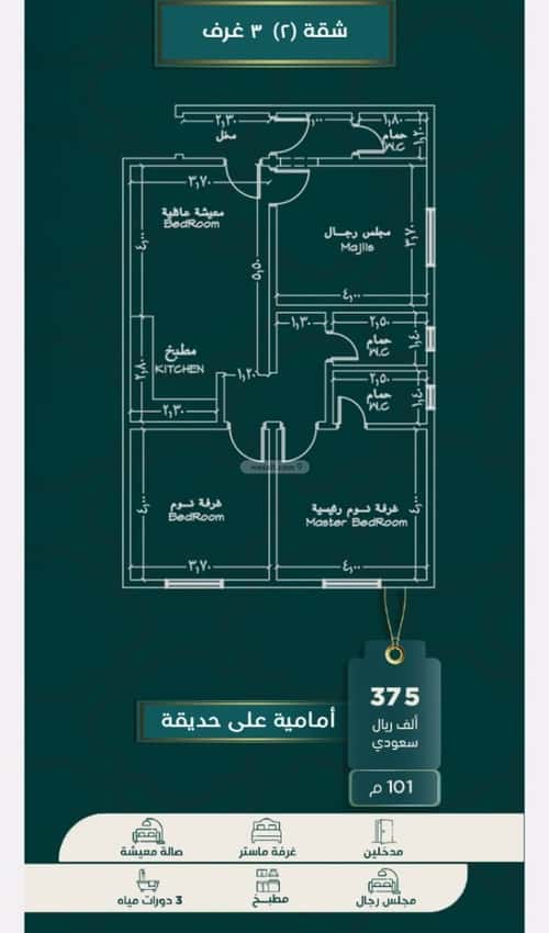 Apartment 726 SQM with 3 Bedrooms As Safa, North Jeddah, Jeddah
